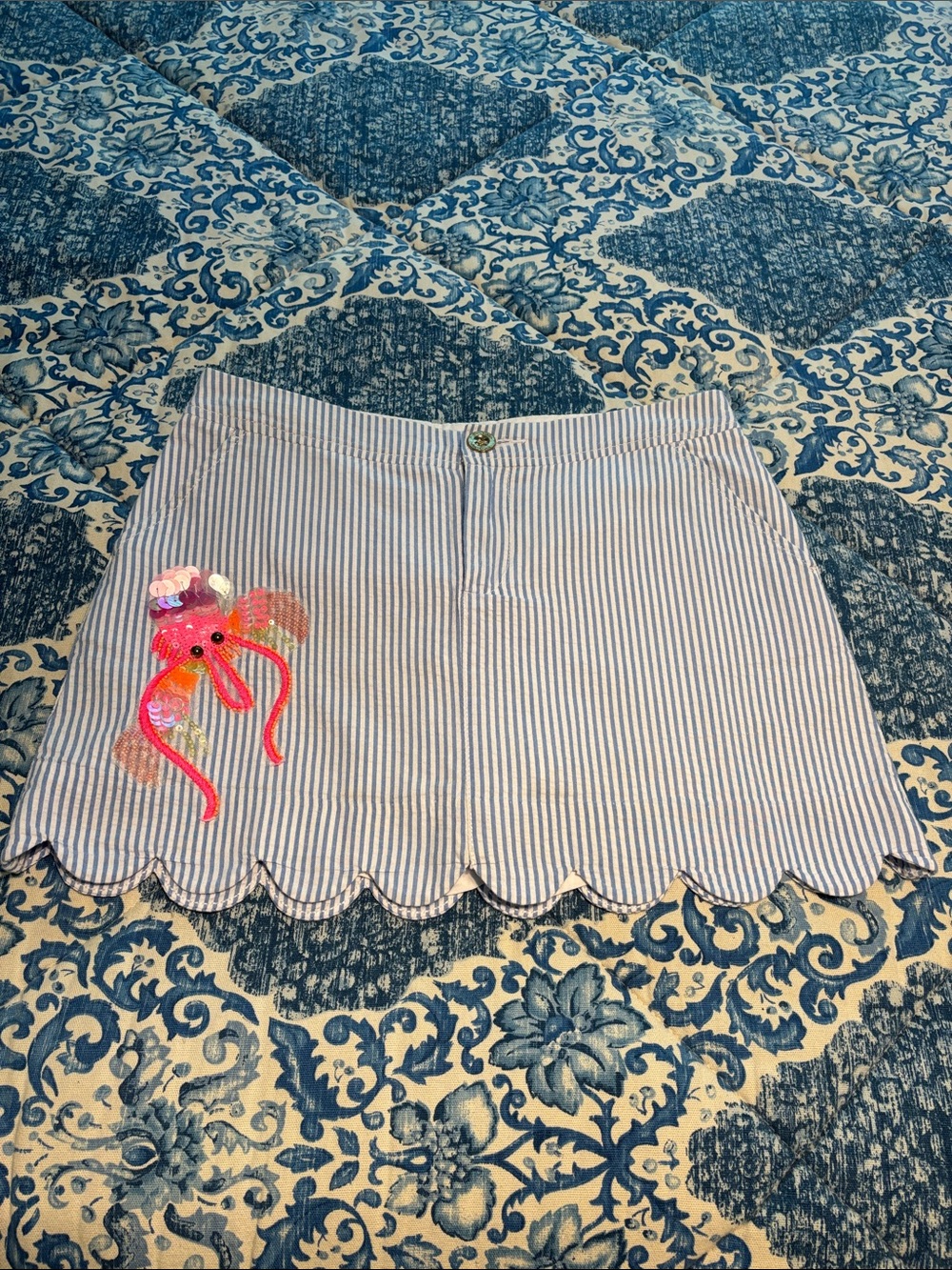 Lilly Pulitzer Colette Skort Bennet Seersucker Skort with Lobster -0 - Picture 12 of 13